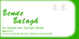 bende balogh business card